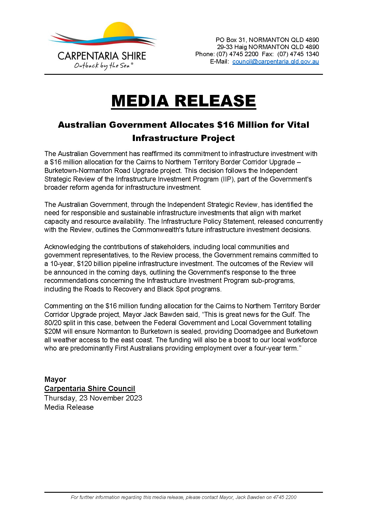 CSC media release