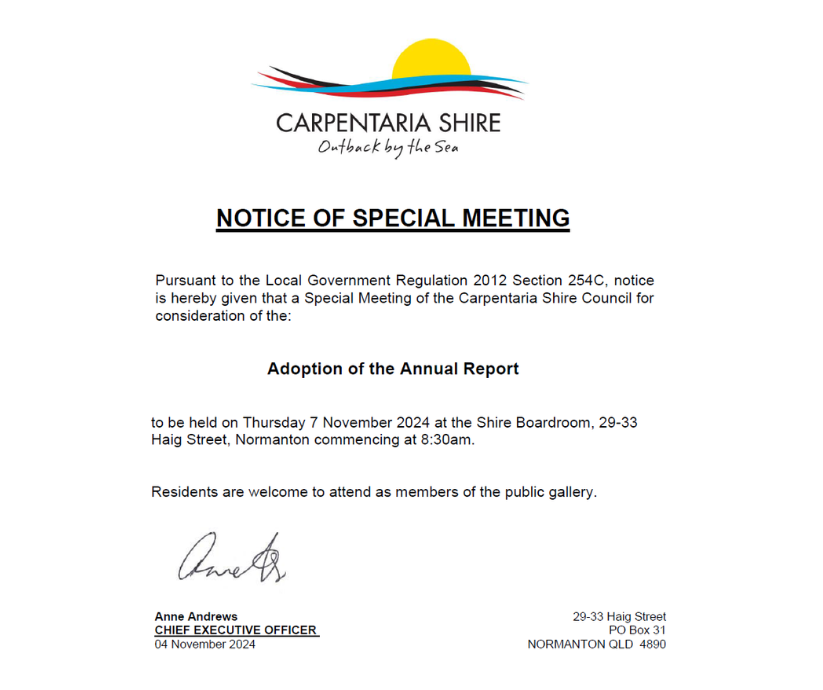 Notice of Special Meeting 
